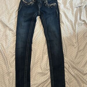 Miss Me Dark Blue Embellished Skinny Jeans